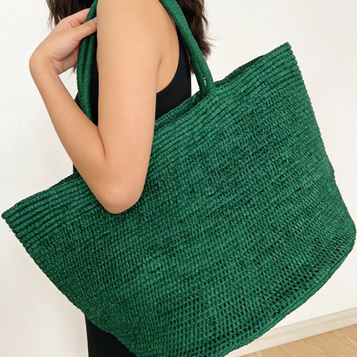 Women'S Raffia Bags - ファッションナチュラルストローラフィアストローバッグショルダーハンドバッグパーストートハンドバッググリーンビッグラージストローバッグ大容量ラフィアハンドバッグ