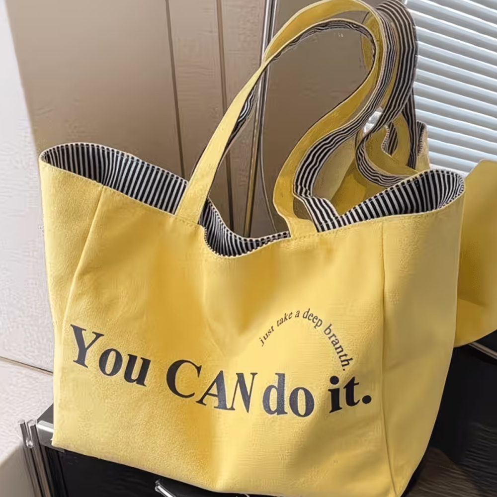 Women Bags On Sale - ファッショナブルなストライププリント文字入り両面ショッピングバッグ、ママ用ショルダーバッグ、トートバッグ、耐久性があり、日常の仕事、旅行、ビーチでの使用に適しています—モダンなストライプデザインと裏地付きの女性用カジュアルハンドバッグ