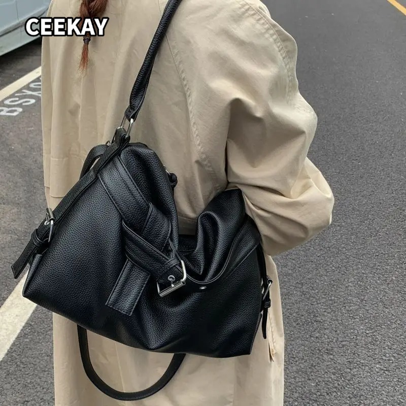 Y2k大容量カジュアル通勤用ブラックトートバッグ、バイクバッ - Women'S Young Bags のレビューと価格