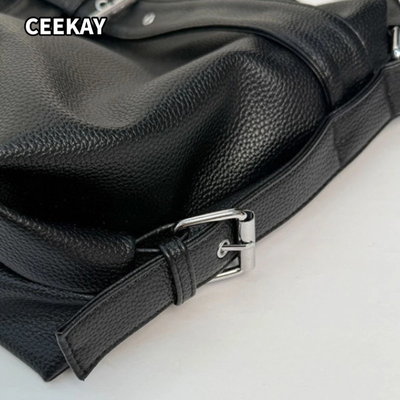 Y2k大容量カジュアル通勤用ブラックトートバッグ、バイクバッ - Women'S Young Bags のレビューと価格