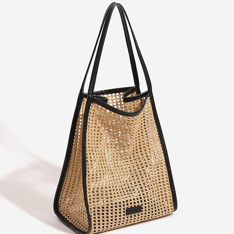 女性ラフィアわら織ビーチ休暇トートバッグ新しいカジュアル大容 - Women'S Raffia Bags のレビューと価格