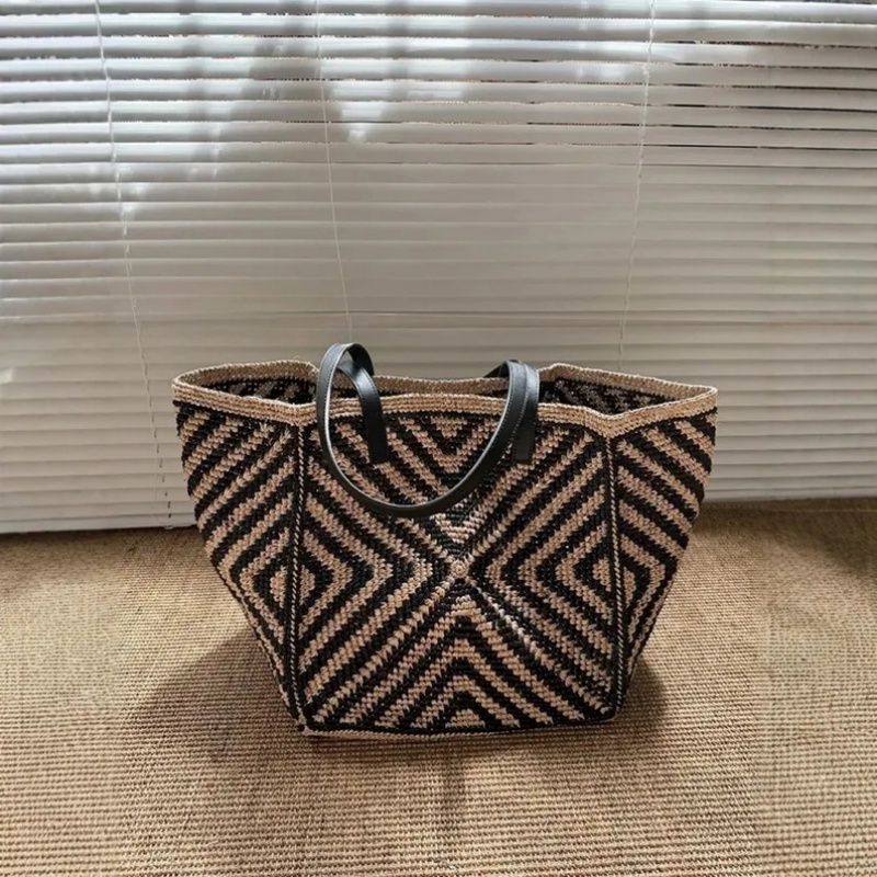 特大サイズのラフィア素材を使用したトートバッグ。女性向け、手 - Women'S Raffia Bags のレビューと価格