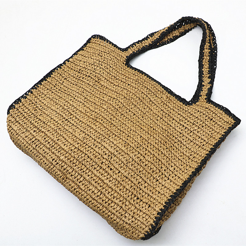 わら織りトートバッグ女性用ショルダーラフィアバッグ籐大型ショ - Women'S Raffia Bags のレビューと価格