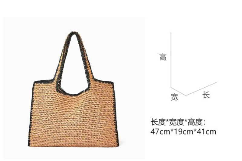 わら織りトートバッグ女性用ショルダーラフィアバッグ籐大型ショ - Women'S Raffia Bags のレビューと価格