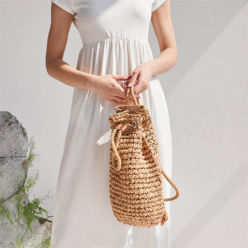 女性のためのカジュアルなストローバッグ,ビーチのショルダーバ - Women'S Raffia Bags のレビューと価格