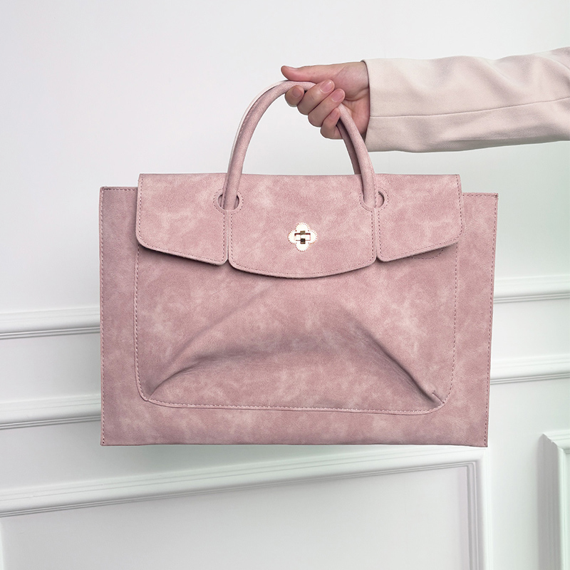 エレガントなピンクのPUレザーラップトップトートバッグ、花柄 - Women Hand Bags For Office のレビューと価格