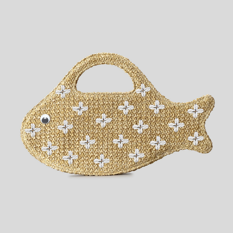 ラフィアわら編みバッグ、魚の形をした面白くてかわいい女性用ハ - Women'S Raffia Bags のレビューと価格
