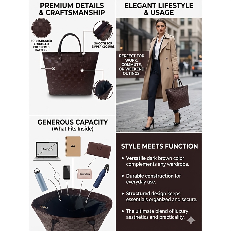 ライトラグジュアリー ディープブラウン キルティング柄 レデ - Women Bags On Sale のレビューと価格