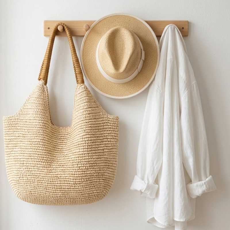 ラフィア織りストローショルダーバッグ、女性用大容量手作りトー - Women'S Raffia Bags のレビューと価格