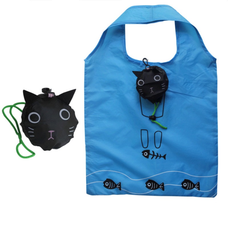 かわいい黒猫の折りたたみ式再利用可能なショッピングトートバッ - Women'S Young Bags のレビューと価格