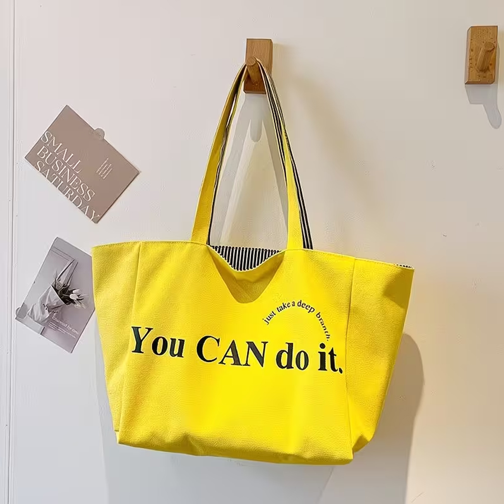 ファッショナブルなストライププリント文字入り両面ショッピング - Women Bags On Sale のレビューと価格